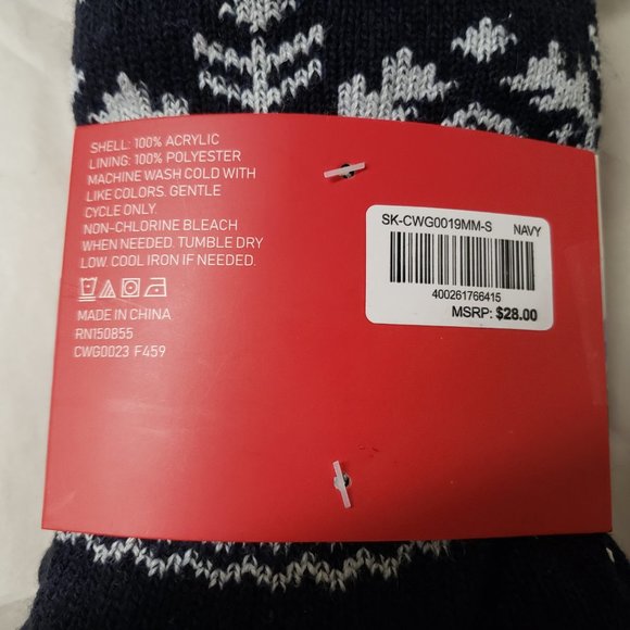 CANADA Weather Gear SHERPA LINED Men’s Cabin Socks ~ Size 6-12~ Navy Snowflakes - Picture 6 of 6